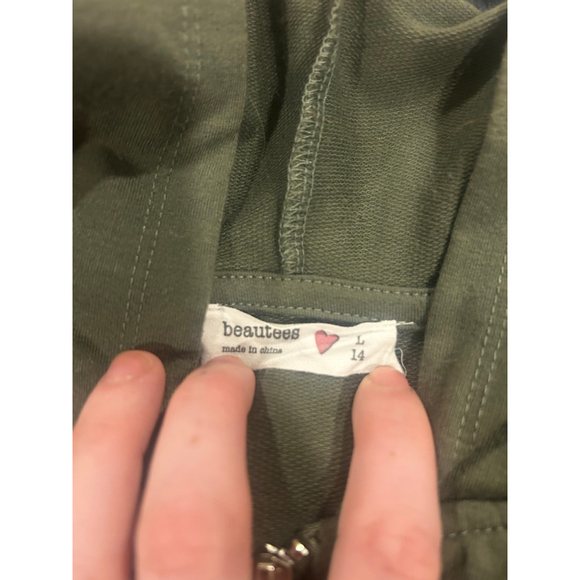 NWOT Beautees Grey Full-zip hooded Sweatshirt Jacket Sz. L-14 - Picture 7 of 7